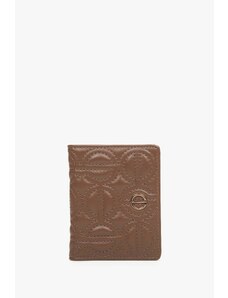Mały skórzany portfel damski w kolorze ciemnobrązowym ze złotymi okuciami Estro ER00113952