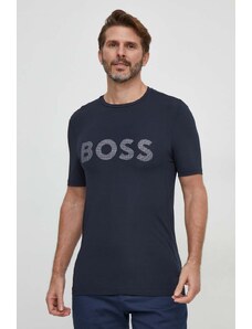 Boss Green t-shirt męski kolor niebieski z nadrukiem