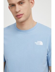 The North Face t-shirt bawełniany męski kolor niebieski z nadrukiem NF0A87NPQEO1