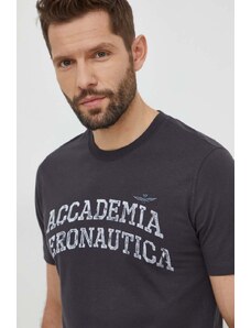 Aeronautica Militare t-shirt bawełniany męski kolor szary z nadrukiem