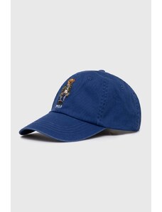 Polo Ralph Lauren czapka z daszkiem bawełniana kolor niebieski z aplikacją