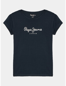 Pepe Jeans T-Shirt Hana Glitter PG503064 Granatowy Slim Fit