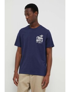 Levi's t-shirt bawełniany męski kolor granatowy z nadrukiem