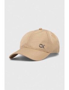Calvin Klein czapka z daszkiem kolor beżowy gładka