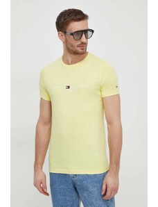 Tommy Hilfiger t-shirt bawełniany męski kolor żółty z aplikacją MW0MW11797