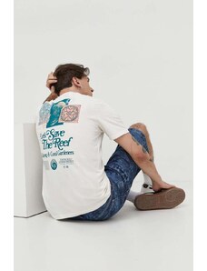 Billabong t-shirt bawełniany BILLABONG X CORAL GARDENERS męski kolor beżowy z nadrukiem ABYZT02335