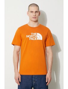 The North Face t-shirt bawełniany M S/S Easy Tee męski kolor pomarańczowy z nadrukiem NF0A87N5PCO1