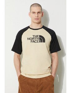 The North Face t-shirt bawełniany M S/S Raglan Easy Tee męski kolor beżowy wzorzysty NF0A87N73X41