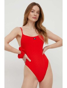 Calvin Klein jednoczęściowy strój kąpielowy kolor czerwony miękka miseczka