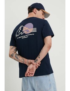 Billabong t-shirt bawełniany BILLABONG X ADVENTURE DIVISION męski kolor granatowy z nadrukiem ABYZT02305