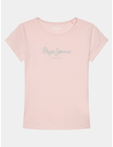 Pepe Jeans T-Shirt Hana Glitter PG503064 Różowy Slim Fit