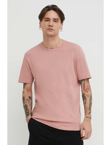 HUGO t-shirt bawełniany męski kolor różowy gładki 50480434