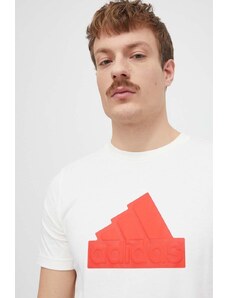 adidas t-shirt bawełniany męski kolor beżowy z aplikacją IZ1626