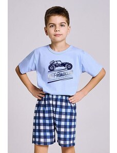 Taro Dziecięca piżama Owen niebieska z samochodem terenowym