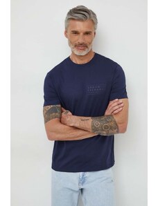 Armani Exchange t-shirt bawełniany męski kolor granatowy z nadrukiem 3DZTJH ZJ9AZ