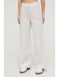 Karl Kani spodnie bawełniane kolor beżowy szerokie high waist