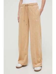 Karl Kani spodnie dresowe welurowe kolor beżowy gładkie