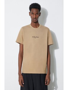 Fred Perry t-shirt bawełniany Embroidered T-Shirt męski kolor beżowy z aplikacją M4580.363