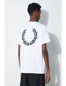 Fred Perry t-shirt bawełniany Rear Powder Laurel Graphic Tee męski kolor biały z nadrukiem M7784.100