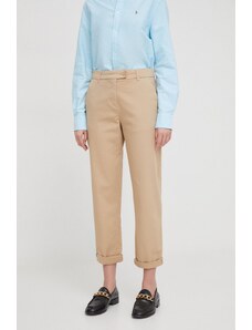 United Colors of Benetton spodnie damskie kolor beżowy proste high waist