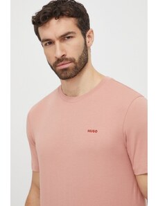 HUGO t-shirt bawełniany kolor różowy gładki 50466158