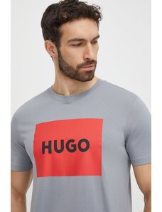 HUGO t-shirt bawełniany kolor szary z nadrukiem 50467952
