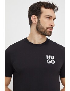 HUGO t-shirt bawełniany męski kolor czarny z nadrukiem 50508944