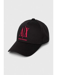 Armani Exchange czapka z daszkiem bawełniana kolor czarny z aplikacją 954047 CC811 NOS