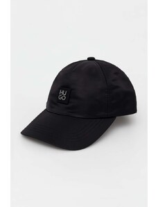 HUGO czapka z daszkiem kolor czarny z aplikacją 50514124