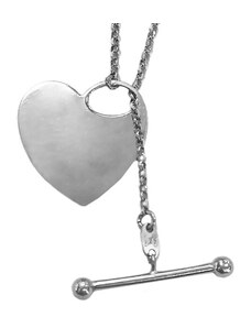 LOVRIN Srebrny naszyjnik 925 blaszka serce elegancki wzór gładkie serduszko na łańcuszku prezent