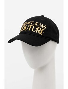 Versace Jeans Couture czapka z daszkiem bawełniana kolor czarny z aplikacją 76HAZK32 ZG207