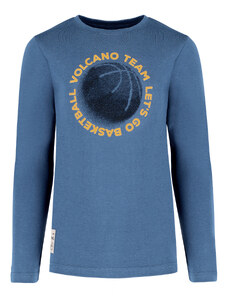 Volcano Niebieska chłopięca koszulka z długim rękawem, z nadrukiem koszykówka L-BALL JUNIOR