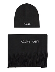 Calvin Klein Zestaw Szalik i Czapka Basic Wool Beanie+Scarf K50K507552 Czarny