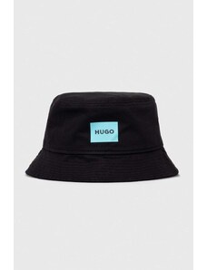 HUGO kapelusz bawełniany kolor czarny bawełniany 50514748