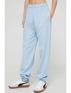 HUGO spodnie dresowe bawełniane kolor niebieski gładkie 50512023