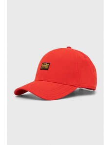 G-Star Raw czapka bawełniana kolor czerwony gładka
