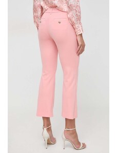 Marella spodnie damskie kolor różowy dzwony high waist 2413781024200