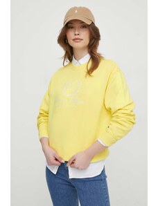 Tommy Hilfiger bluza bawełniana damska kolor żółty z aplikacją WW0WW41758
