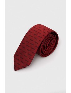 HUGO krawat jedwabny kolor czerwony 50494277
