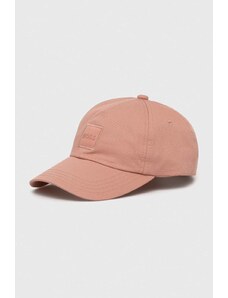Boss Orange czapka z daszkiem bawełniana kolor różowy z aplikacją