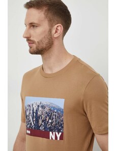 BOSS t-shirt bawełniany męski kolor beżowy z nadrukiem 50512110