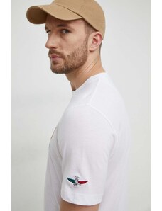 Aeronautica Militare t-shirt bawełniany męski kolor biały z aplikacją