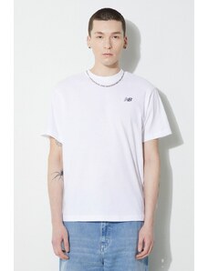 New Balance t-shirt bawełniany Small Logo męski kolor biały z aplikacją MT41509WT