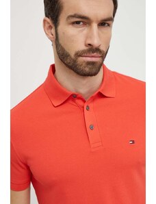 Tommy Hilfiger polo męski kolor pomarańczowy wzorzysty MW0MW17771