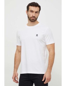 Tommy Hilfiger t-shirt bawełniany męski kolor biały z aplikacją MW0MW33987