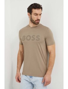 Boss Green t-shirt męski kolor beżowy z nadrukiem 50517911