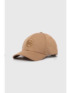 BOSS czapka z daszkiem kolor beżowy z aplikacją 50520812