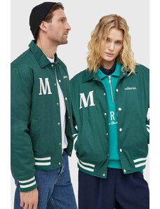 Mercer Amsterdam kurtka bawełniana The Varsity Polo kolor zielony przejściowa MEAP241010