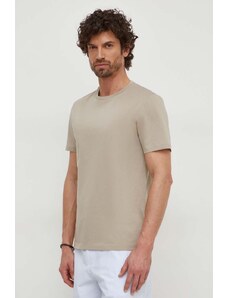 BOSS t-shirt bawełniany męski kolor beżowy gładki 50468395
