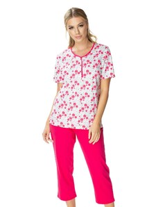 MEWA Lingerie Różowa piżama damska Rozalia dwuczęściowa wzór